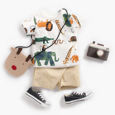 Chłopięcy komplet z wzorzystym t-shirtem-Babylette
