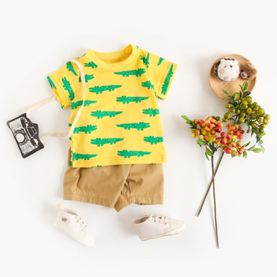 Chłopięcy komplet z wzorzystym t-shirtem-Babylette