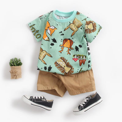 Chłopięcy komplet z wzorzystym t-shirtem-Babylette