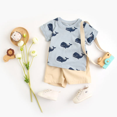 Chłopięcy komplet z wzorzystym t-shirtem-Babylette