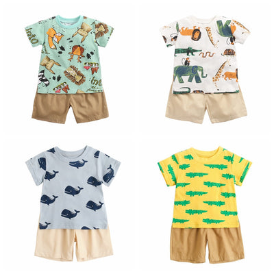 Chłopięcy komplet z wzorzystym t-shirtem-Babylette