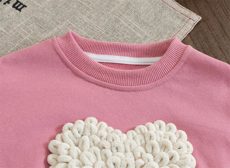 Dziewczęca bluza z motywem serduszka i bufiastym rękawkiem-Babylette