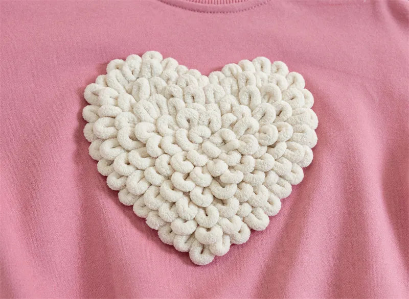 Dziewczęca bluza z motywem serduszka i bufiastym rękawkiem-Babylette