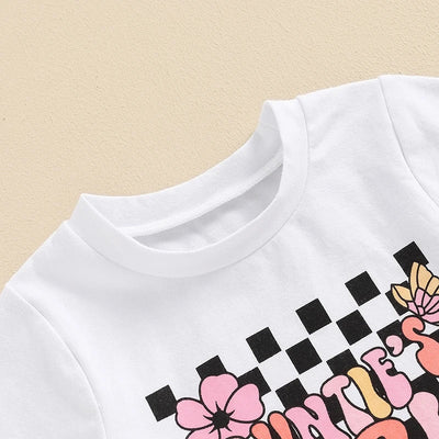 Dziewczęcy komplet z różowymi spodenkami w kratę-Babylette