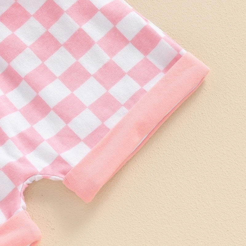 Dziewczęcy komplet z różowymi spodenkami w kratę-Babylette