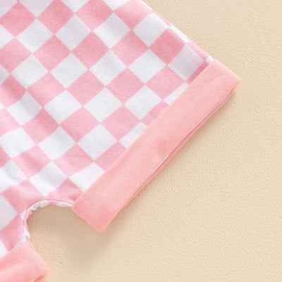 Dziewczęcy komplet z różowymi spodenkami w kratę-Babylette