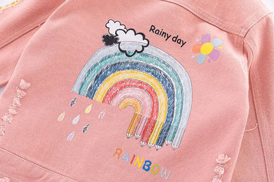 Dżinsowa różowa kurtka dziewczęca-Babylette