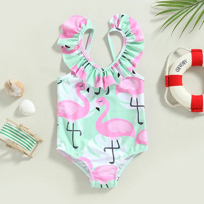Jednoczęściowy strój kąpielowy z flamingami-Babylette
