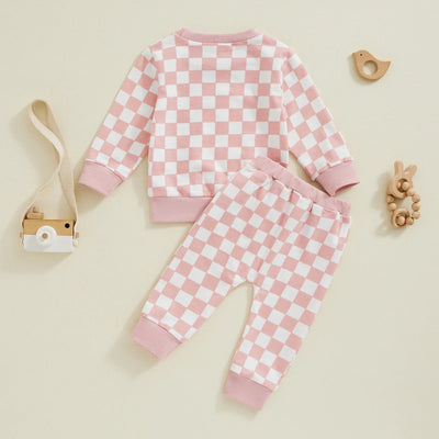 Komplet dziewczęcy w różową szachownicę-Babylette