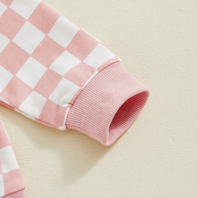 Komplet dziewczęcy w różową szachownicę-Babylette