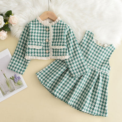 Komplet dziewczęcy z sukienką w pepitkę-Babylette
