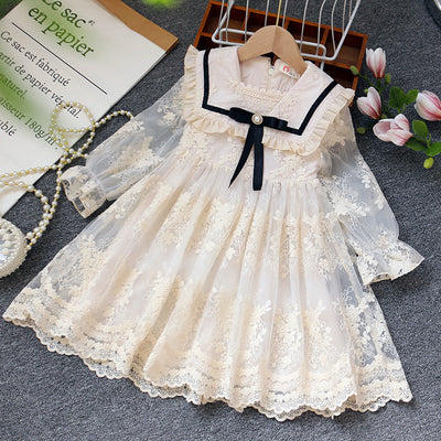 Koronkowa sukienka dziewczęca w stylu retro-Babylette