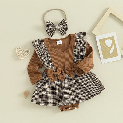 Niemowlęce body w kratkę z opaską-Babylette