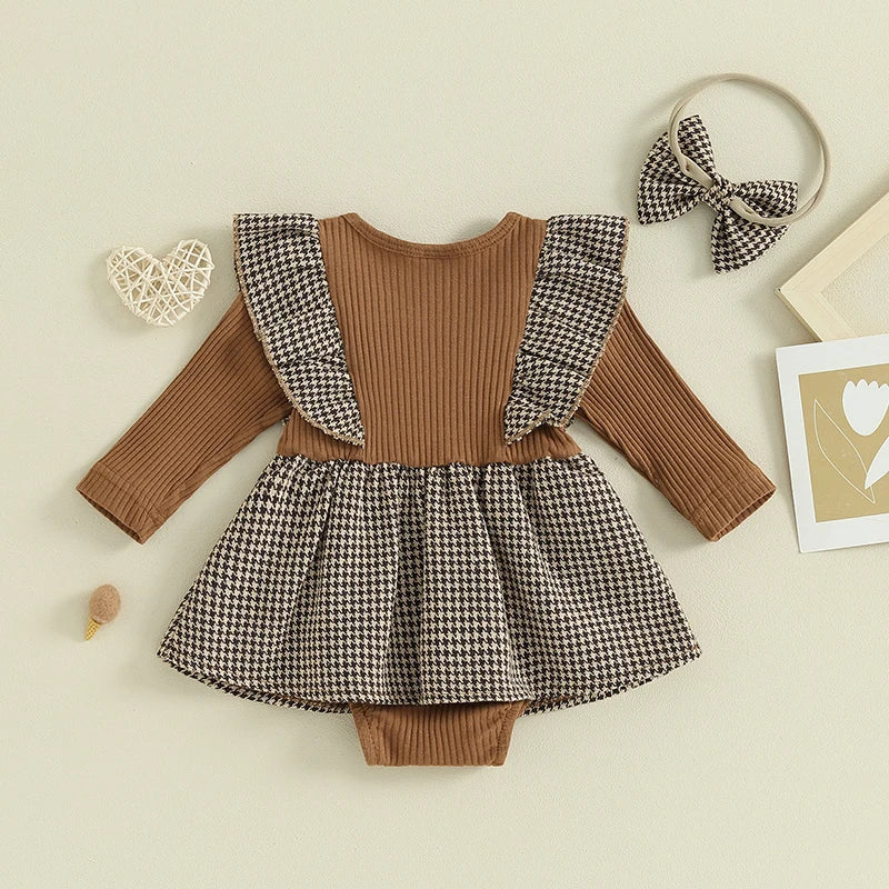 Niemowlęce body w kratkę z opaską-Babylette