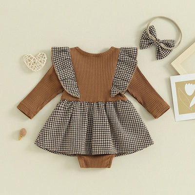 Niemowlęce body w kratkę z opaską-Babylette