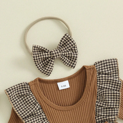 Niemowlęce body w kratkę z opaską-Babylette