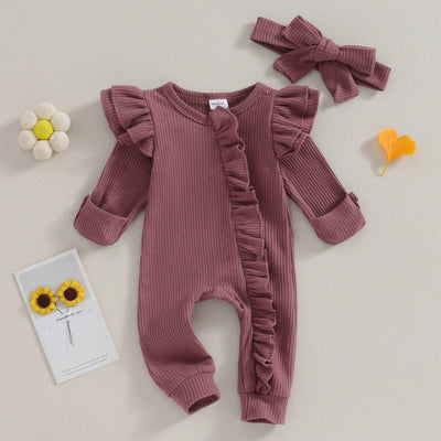 Niemowlęcy pajacyk prążkowany z falbankami-Babylette