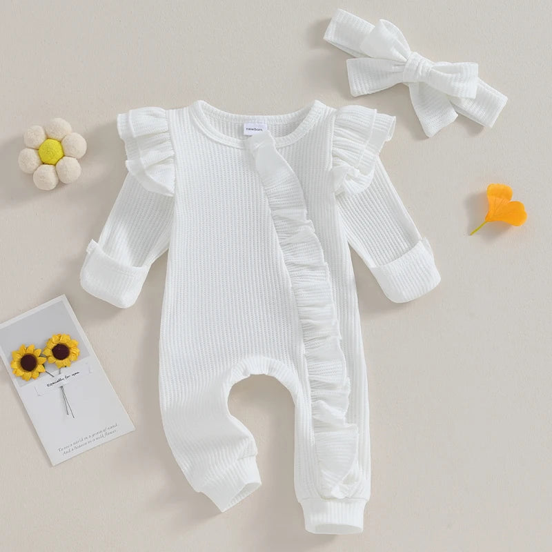 Niemowlęcy pajacyk prążkowany z falbankami-Babylette