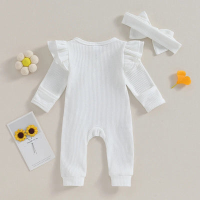 Niemowlęcy pajacyk prążkowany z falbankami-Babylette