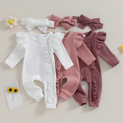 Niemowlęcy pajacyk prążkowany z falbankami-Babylette