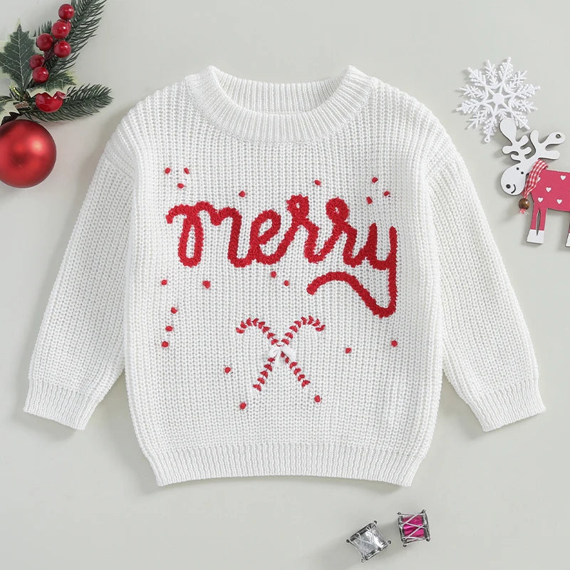 Dziecięcy sweterek bożonarodzeniowy z napisem