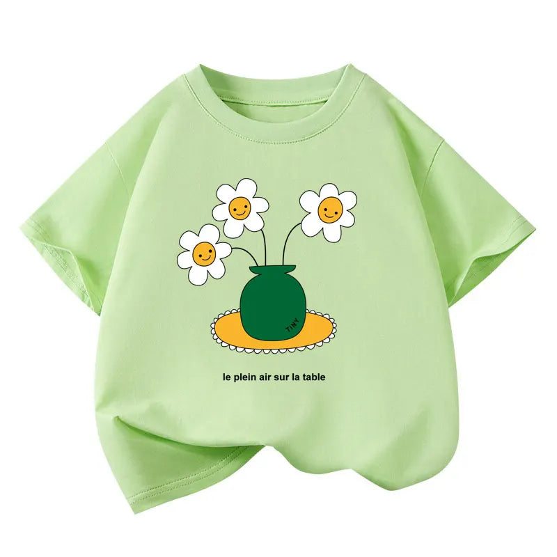 Kolorowy t-shirt dziewczęcy z nadrukiem