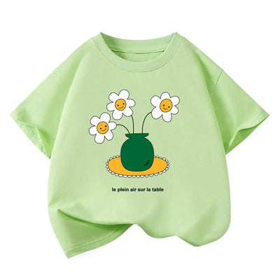 Kolorowy t-shirt dziewczęcy z nadrukiem