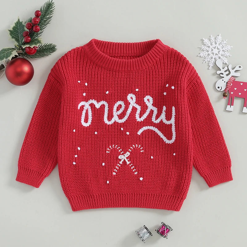 Dziecięcy sweterek bożonarodzeniowy z napisem