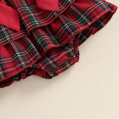 Niemowlęce body świąteczne z sukienką w kratkę