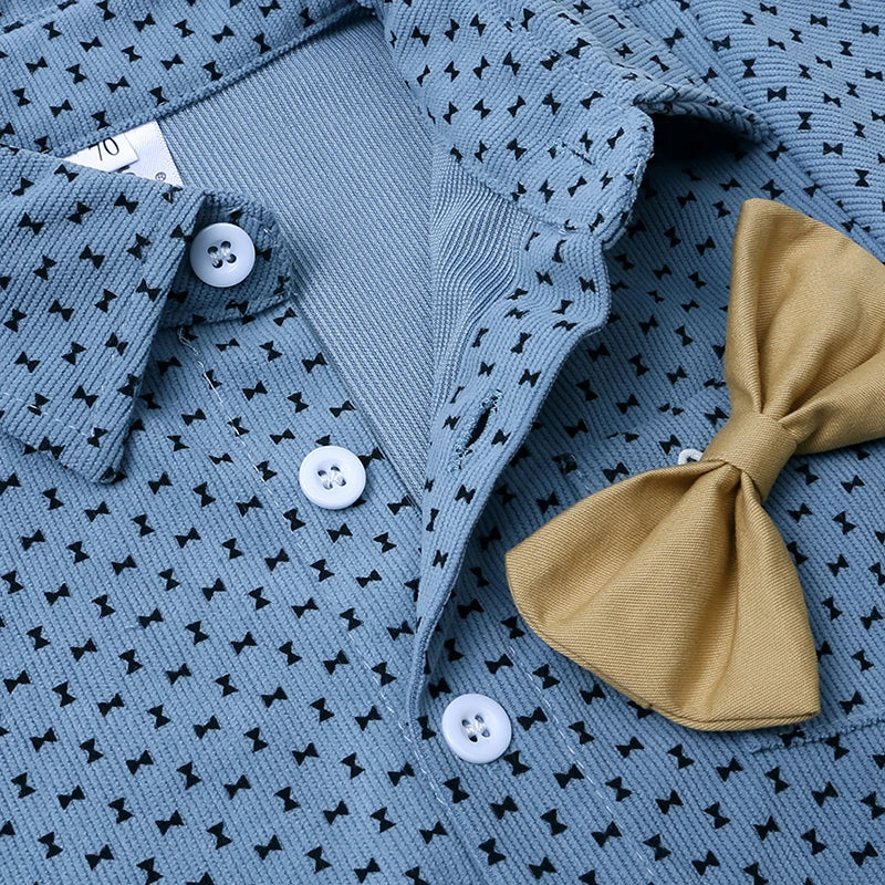 Chłopięcy komplet z elegancką koszulą i krótkimi spodenkami