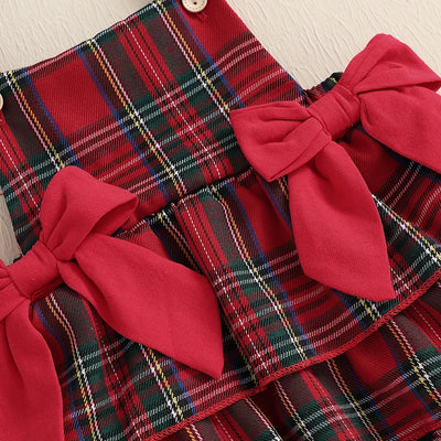 Niemowlęce body świąteczne z sukienką w kratkę