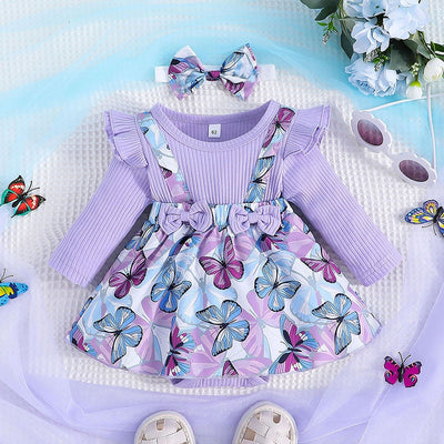Fioletowa sukienka niemowlęca z opaską