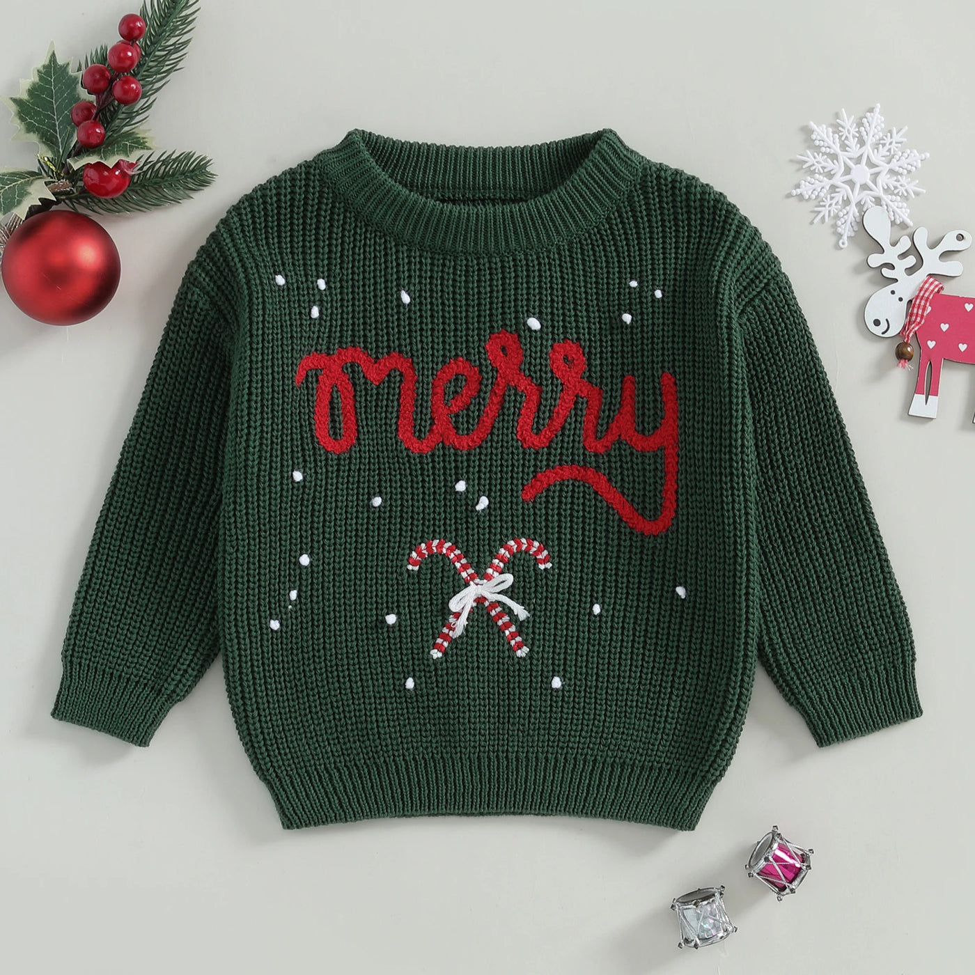 Dziecięcy sweterek bożonarodzeniowy z napisem