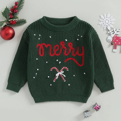 Dziecięcy sweterek bożonarodzeniowy z napisem