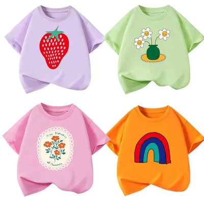 Kolorowy t-shirt dziewczęcy z nadrukiem