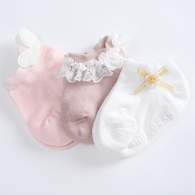 Zestaw 3 par skarpetek dziecięcych z ozdobami-Babylette