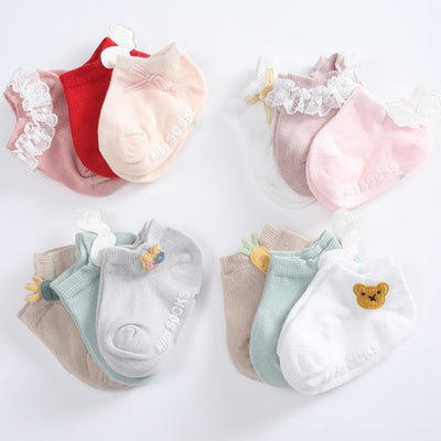 Zestaw 3 par skarpetek dziecięcych z ozdobami-Babylette