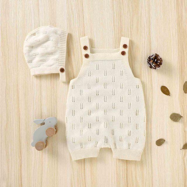 Bawełniany pajacyk z krótkim rękawem i czapeczką-Babylette