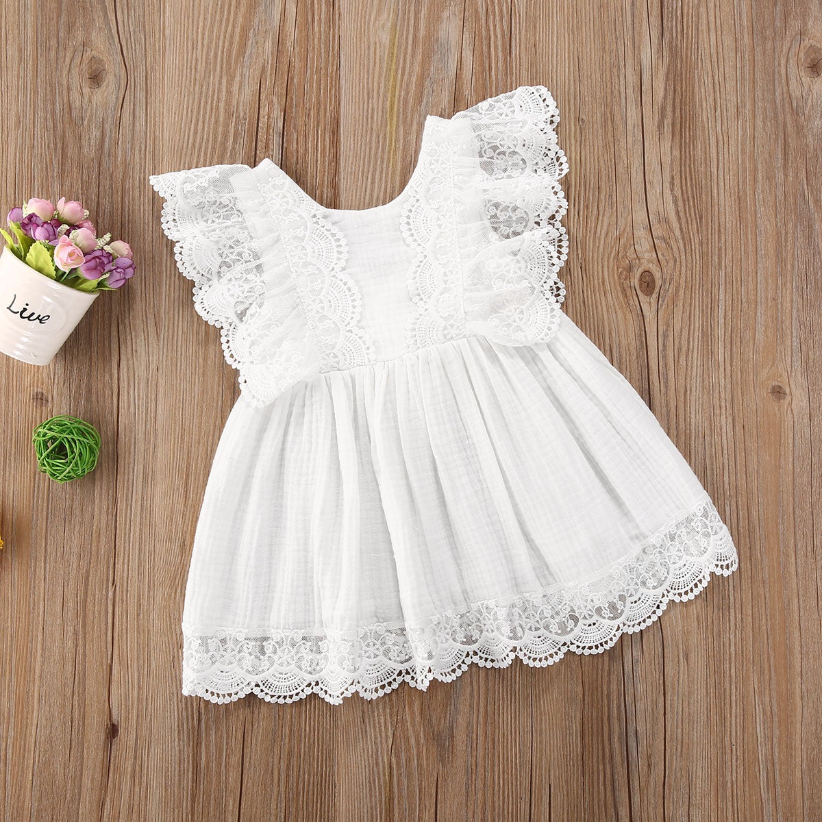 Biała dziewczęca sukienka-Babylette