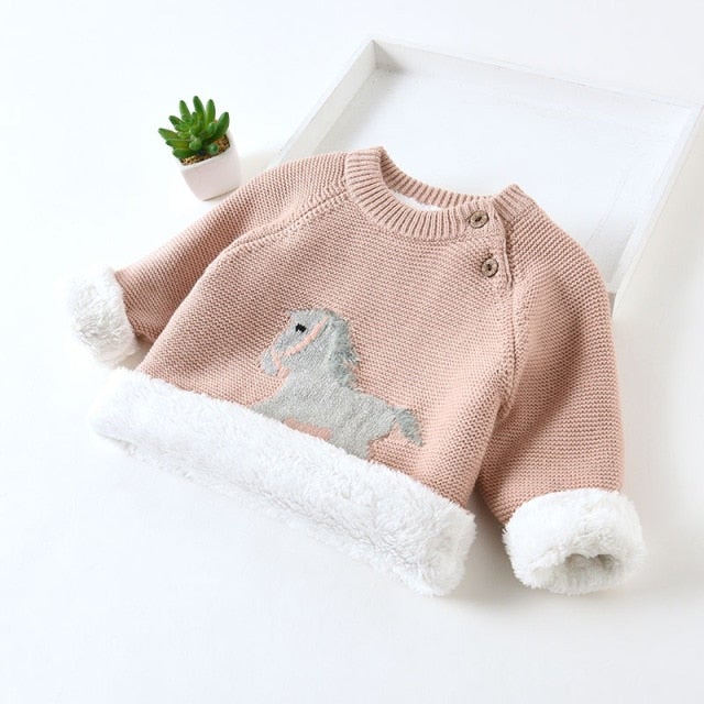 Cieplutki dzianinowy sweterek z kucykiem-Babylette