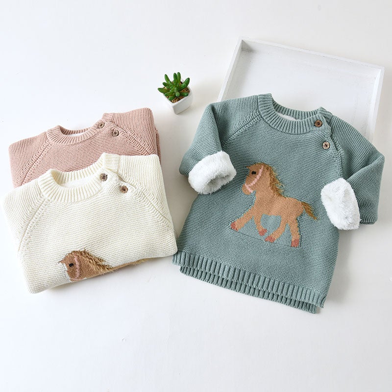 Cieplutki dzianinowy sweterek z kucykiem-Babylette