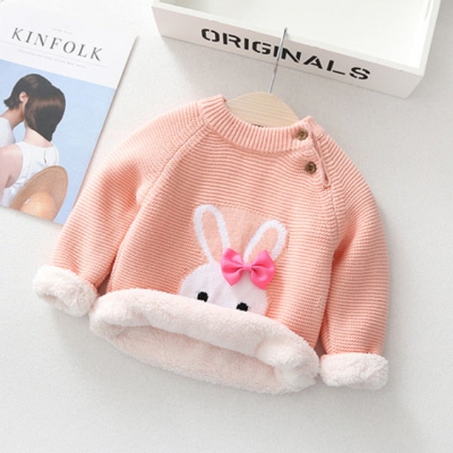 Dzianinowy ocieplany sweterek z króliczkiem-Babylette