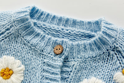 Dziewczęcy bawełniany sweterek z kwiatuszkami-Babylette
