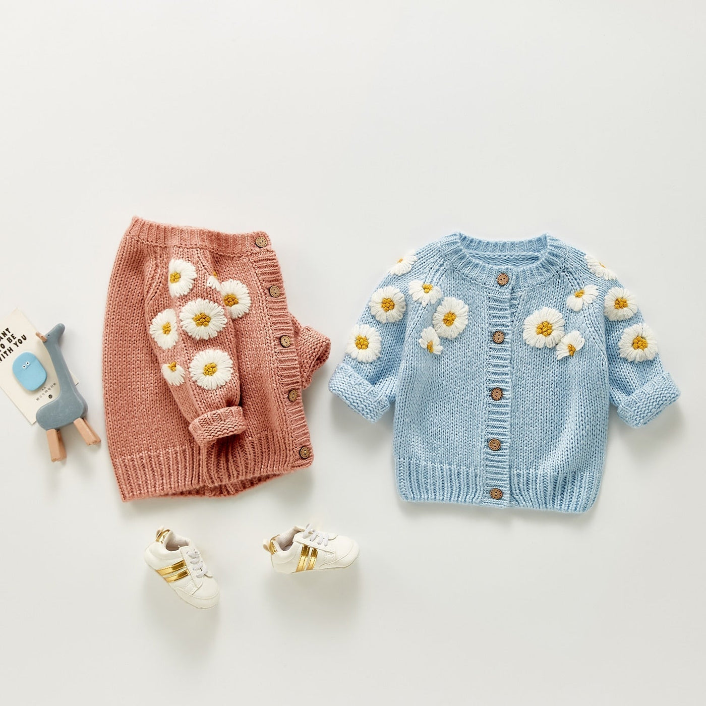 Dziewczęcy bawełniany sweterek z kwiatuszkami-Babylette
