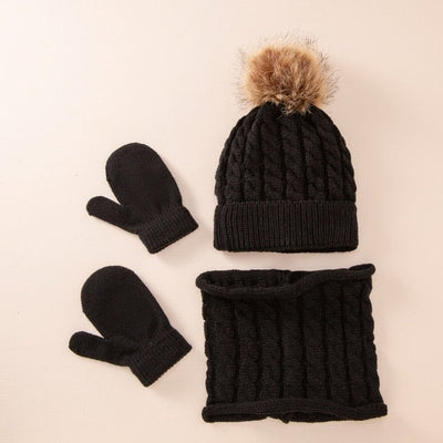 Komplet zimowy z czapką, kominem i rękawiczkami-Babylette