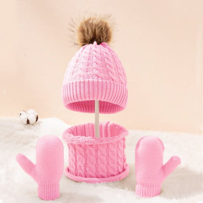 Komplet zimowy z czapką, kominem i rękawiczkami-Babylette