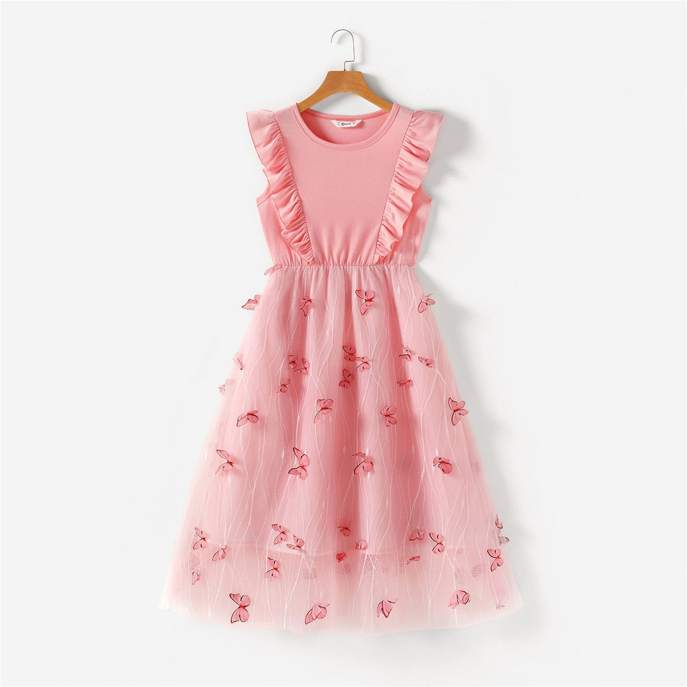 Różowa sukienka z ozdobnymi motylami-Babylette