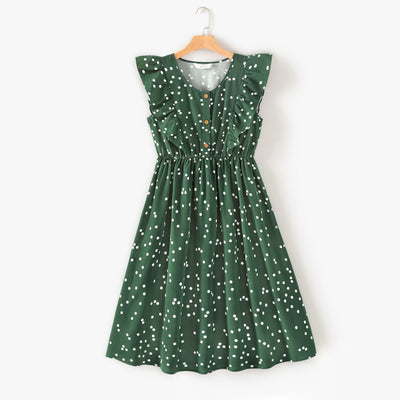 Zielona sukienka w groszki-Babylette
